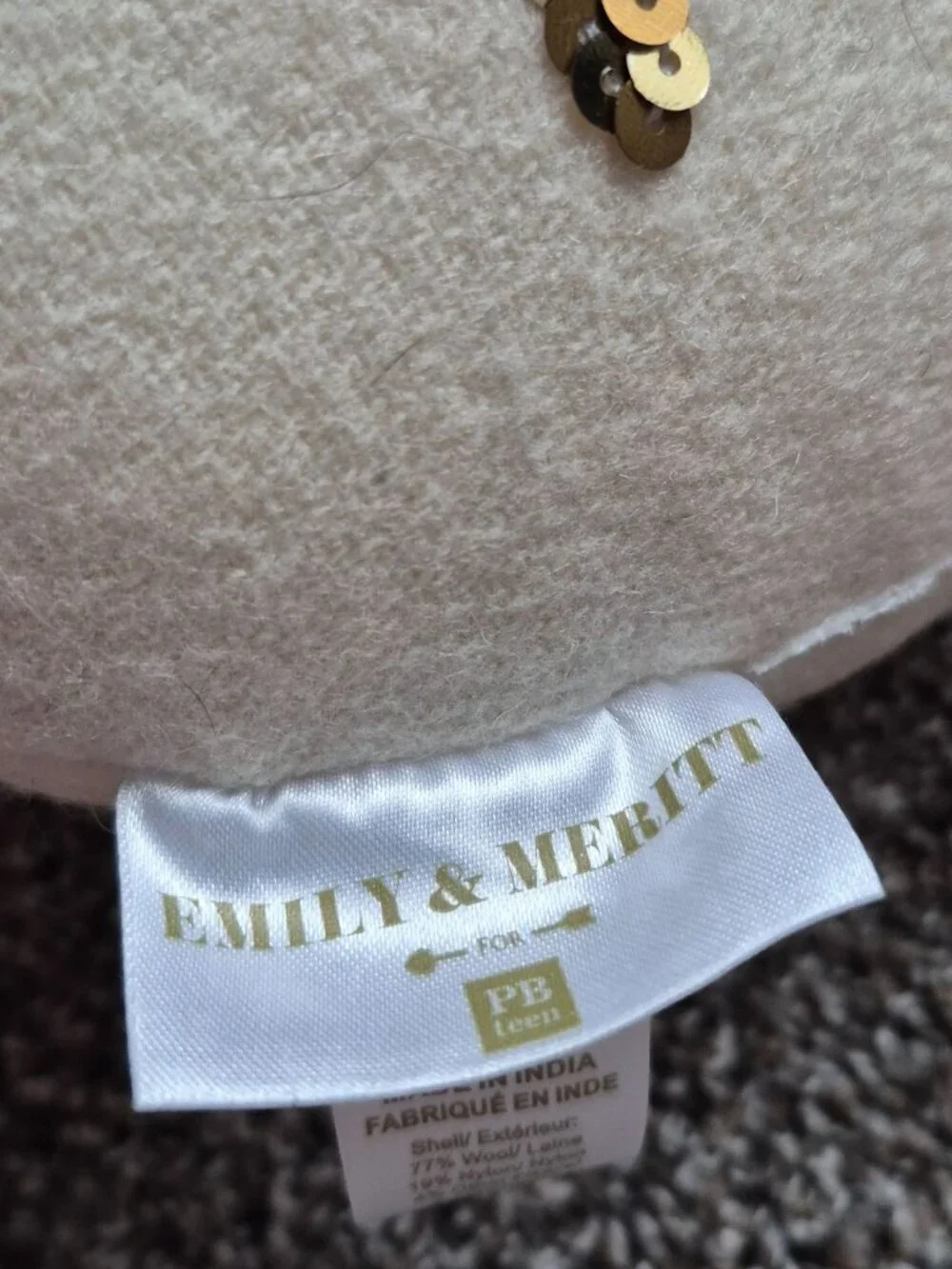 Emily & Meritt Pottery Barn Teen Gold Sequin Bunny Pillow 12